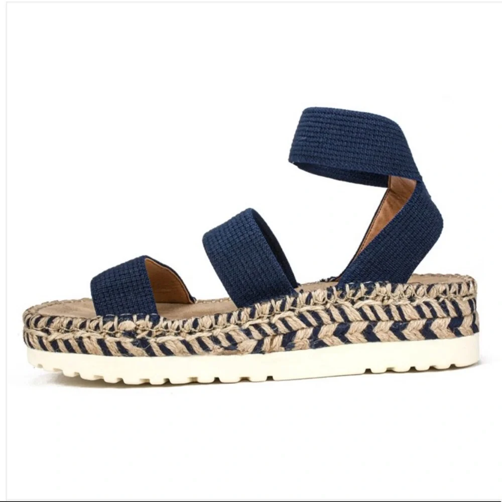 NEW White Mountain Kolton Stretch Strappy Chunky Platform Espadrille Sandals